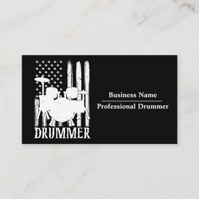 professionell Drums Drummer American Flagga Visitkort (Framsida)