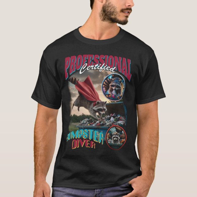 Professionell Dumpster Diver Funny Raccoon Bootleg T Shirt (Framsida)