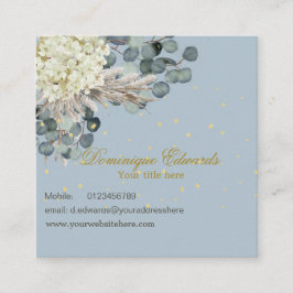 Professionell Dusty Blue Guld Blommigt Chic Fyrkantigt Visitkort