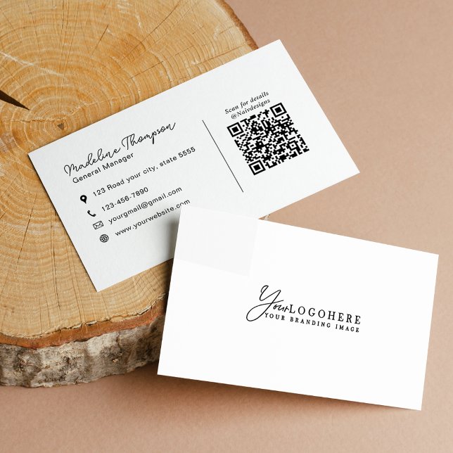 Professionell egen logotyp skriptnamn QR-kod Visitkort (Skapare uppladdad)