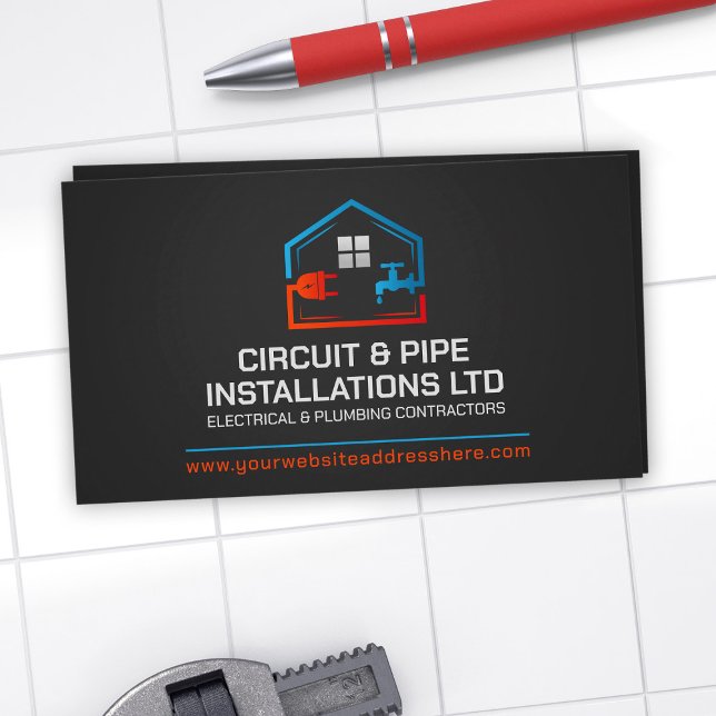 Professionell Electrical & RVS ConTRAR Visitkort (Skapare uppladdad)