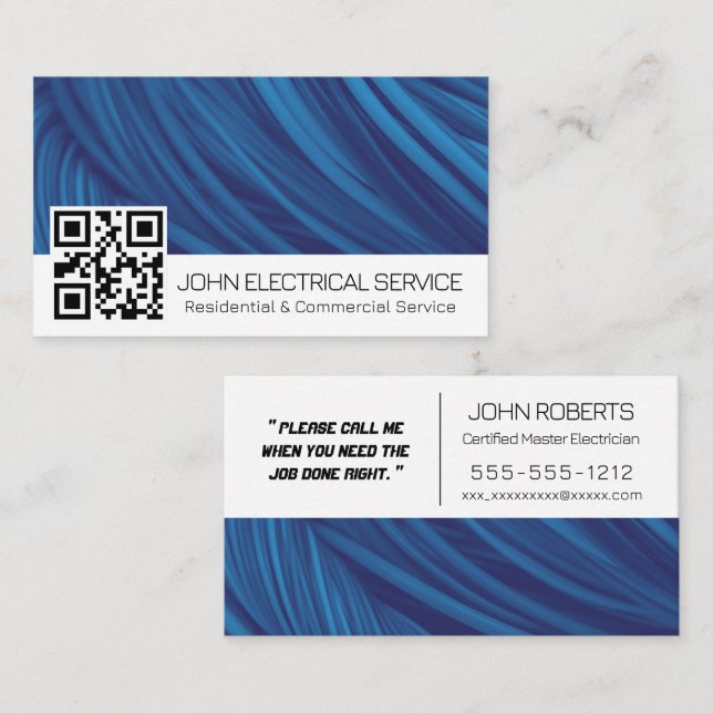 Professionell Electrician med QR-kod Visitkort (Fram/baksida)