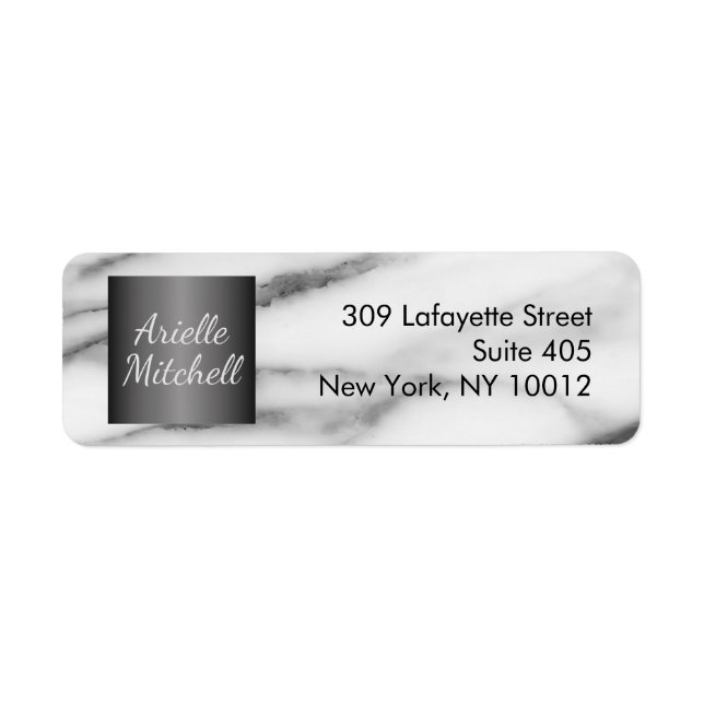 Professionell Elegant Alabaster Marble Mönster Returadress Etikett (Framsidan)