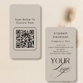 Professionell Elegant Beige Anpassad Logotyp QR-ko Visitkort
