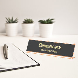 Professionell Elegant Black Faux Guld Office Title