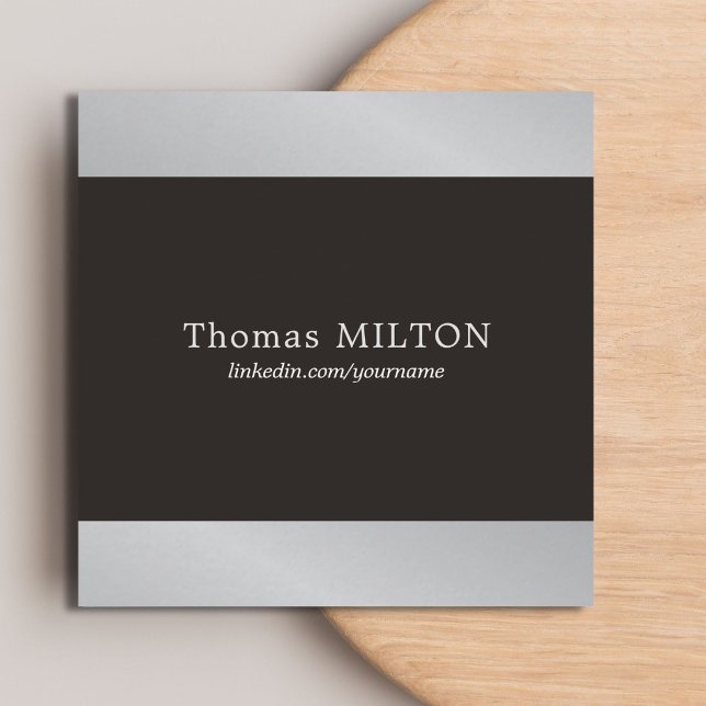 Professionell Elegant Black Faux Silver Consultant Fyrkantigt Visitkort (Skapare uppladdad)