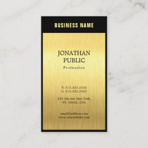 Professionell Elegant Black Guld Plain Luxury Chic Visitkort