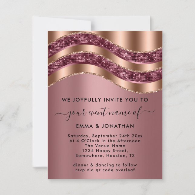 Professionell Elegant Black Ro Copper QRCode Rosa (Framsida)