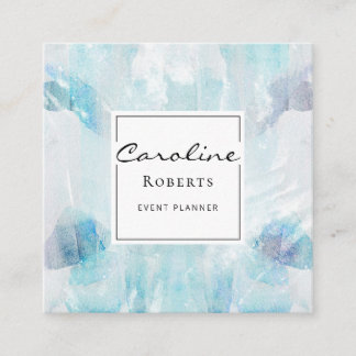 Professionell Elegant Blått vattenfärgspensel Fyrkantigt Visitkort