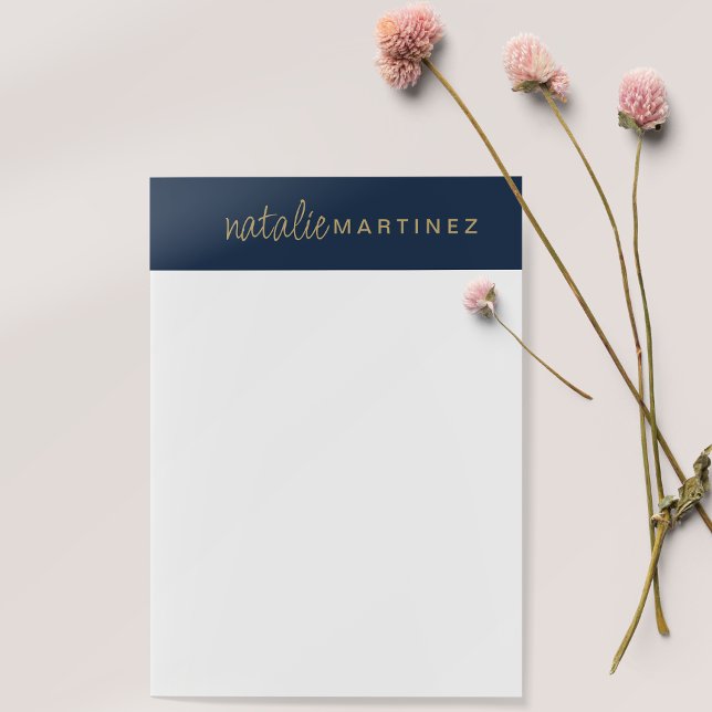 Professionell Elegant Blue Guld Personlig Large Post-it Block (Skapare uppladdad)