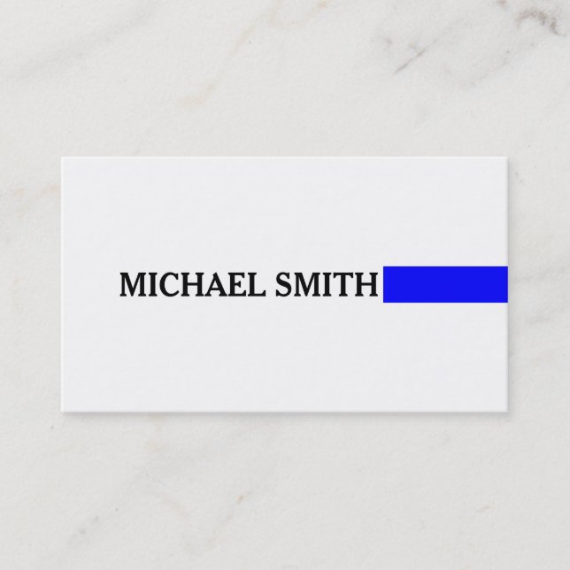 Professionell Elegant Blue Modern Plain White Visitkort (Framsida)