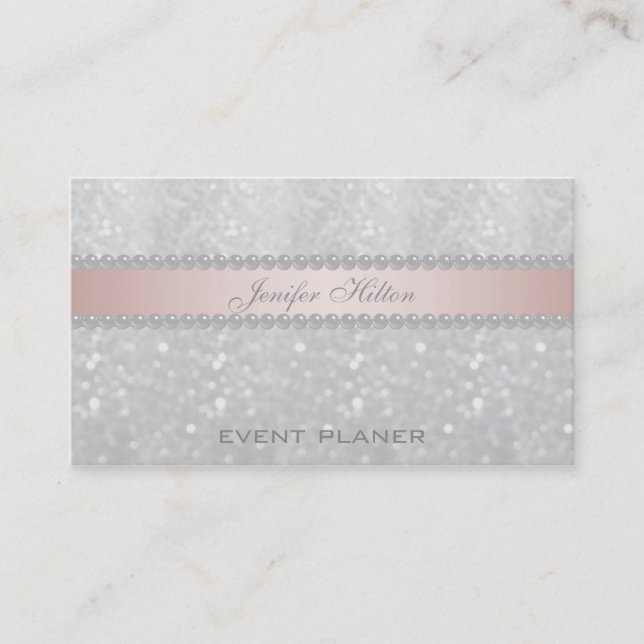 Professionell elegant bokeh pearls visitkort (Framsida)