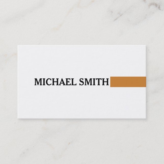 Professionell Elegant Bronze Modern Plain White Visitkort (Framsida)