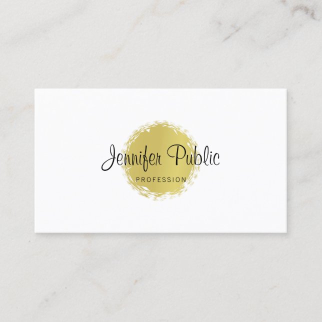 Professionell Elegant Calligraphed Guld Plain Visitkort (Framsida)