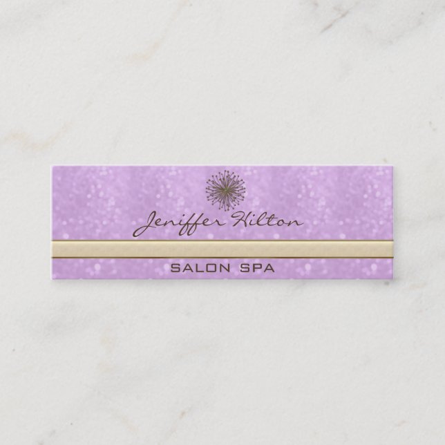 Professionell elegant chic glittery dandelion mini visitkort (Framsida)
