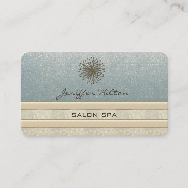 Professionell elegant chic glittery dandelion visitkort (Framsida)