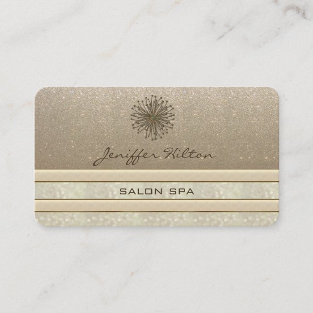 Professionell elegant chic glittery dandelion visitkort (Framsida)