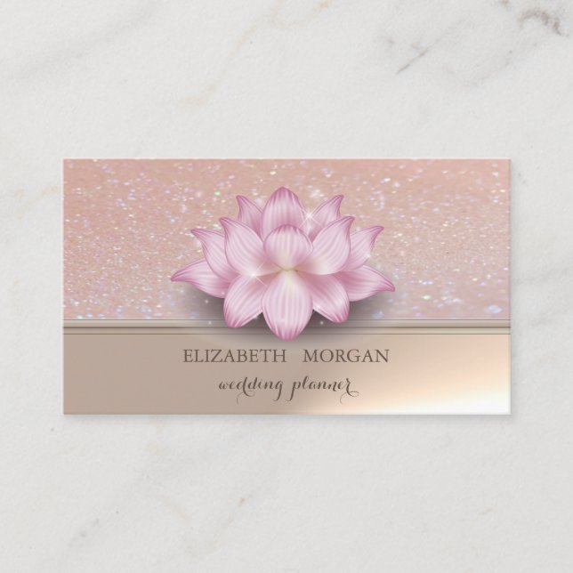 Professionell Elegant Chic Glittrig Lotusblomma Visitkort (Framsida)