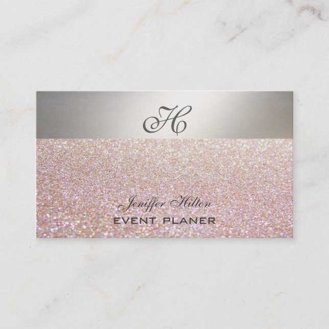Professionell elegant chic lyxglittermonogram för  visitkort (Framsida)