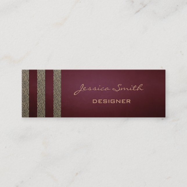 Professionell elegant djuravtryck leopard rand mini visitkort (Framsida)