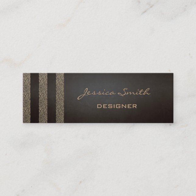 Professionell elegant djuravtryck leopard rand mini visitkort (Framsida)