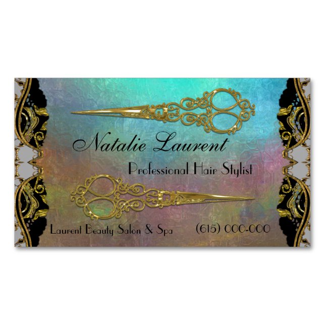 Professionell Elegant Dubbla Sissar Vatten Kant Magnetiska Visitkort (Framsida)