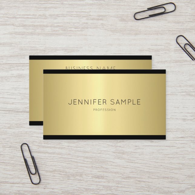Professionell Elegant Glamous Design Modern Guld Visitkort (Fram/Back In Situ)