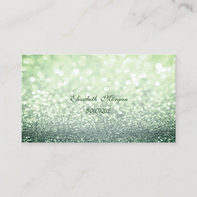 Professionell Elegant Glittrig Grön Bokeh Visitkort (Framsida)