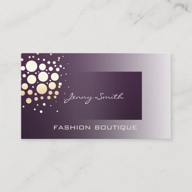Professionell elegant golden/bronze konetti violet visitkort (Framsida)