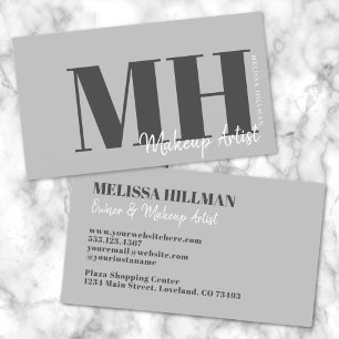 Professionell Elegant Grå Monogram Visitkort