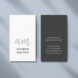 Professionell Elegant GråVit Monogram Konsult Visitkort