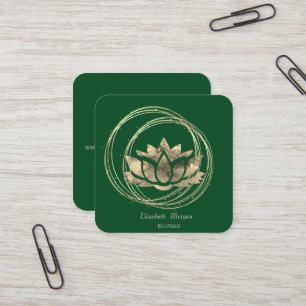 Professionell Elegant Guld Cirklar Guld Lotus Grön Fyrkantigt Visitkort