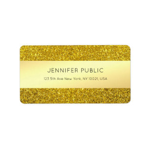 Professionell Elegant Guld Glitter Modern Adressetikett