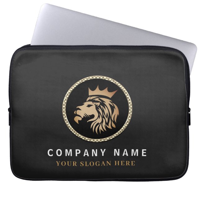 Professionell Elegant Guld Lejon Logotyp Laptop Fodral (Framsidan)