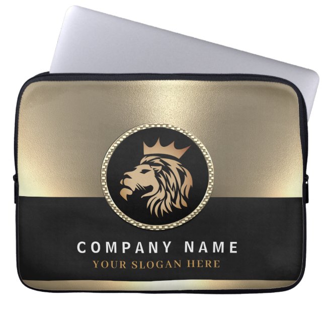 Professionell Elegant Guld Lejon Logotyp Laptop Fodral (Framsidan)