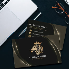 Professionell Elegant Guld Lejon Logotyp Visitkort