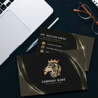 Professionell Elegant Guld Lejon Logotyp Visitkort