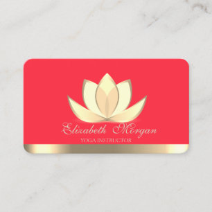 Professionell Elegant Guld Lotus, Yoga Röd Visitkort