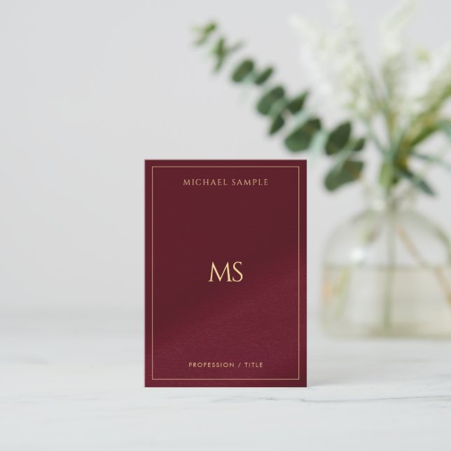 Professionell Elegant Guld Monogram Lyx Silke Visitkort (Stående Fram)