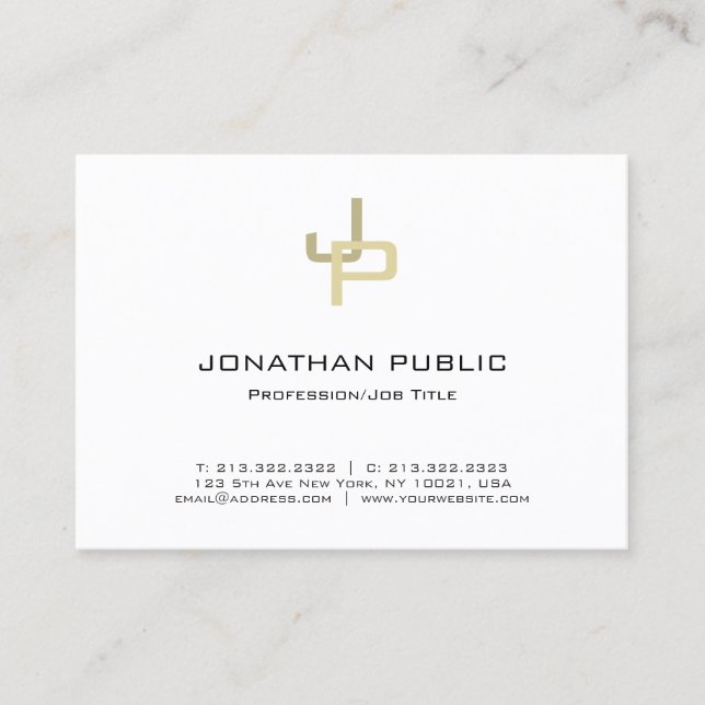 Professionell Elegant Guld Monogram Modern Simple Visitkort (Framsida)