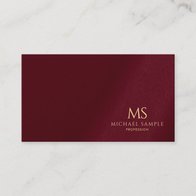 Professionell Elegant Guld Text Monogram Initial Visitkort (Framsida)