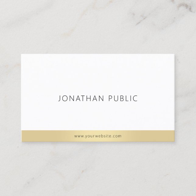 Professionell Elegant Guld White Modern Simple Visitkort (Framsida)