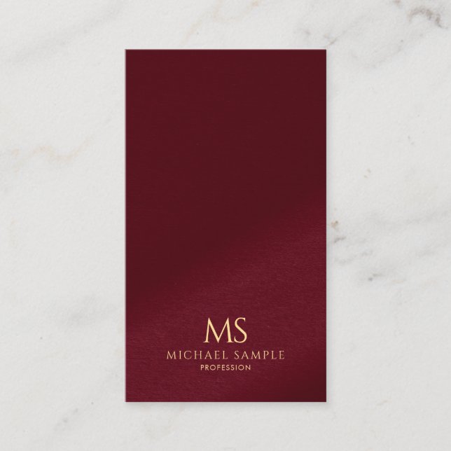 Professionell Elegant Guldtext Monogram Vertikal Visitkort (Framsida)