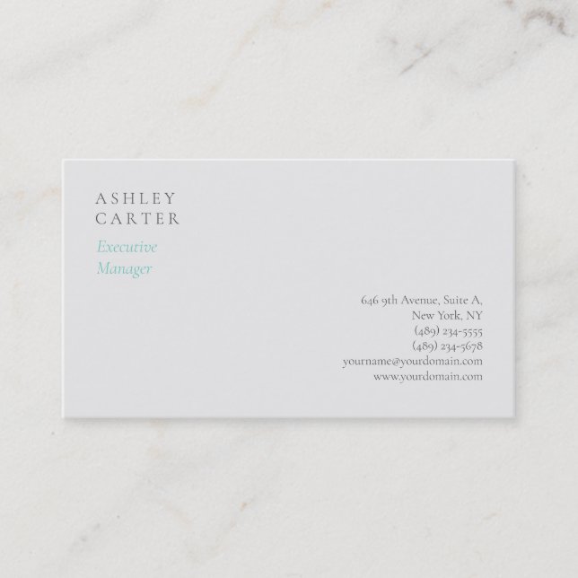 Professionell elegant lätt grått minimalistisk mod visitkort (Framsida)