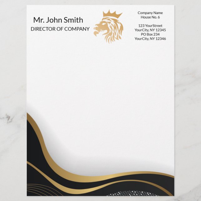 Professionell Elegant Lejon Logotyp Letterhead Brevhuvud (Framsida)