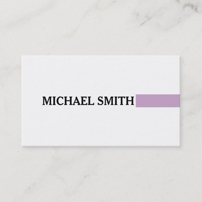 Professionell Elegant Lilac Modern Plain White Visitkort (Framsida)