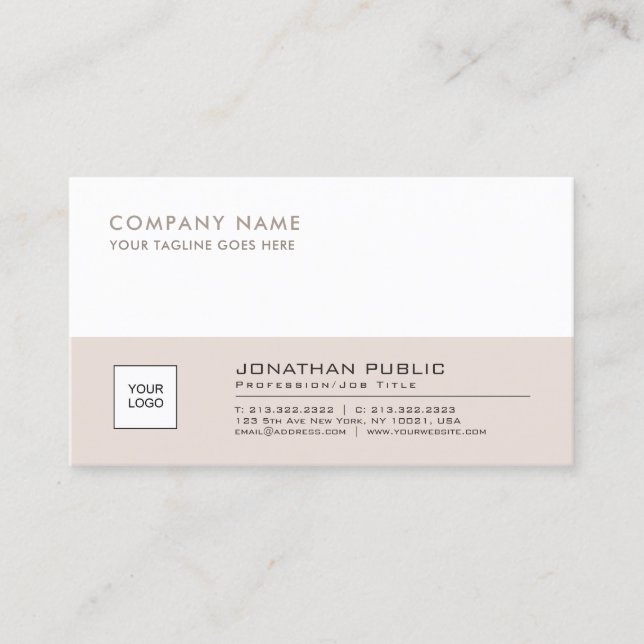 Professionell Elegant Logotyp Plain Corporate Beig Visitkort (Framsida)