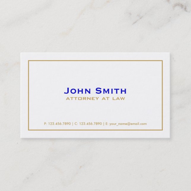 Professionell Elegant Loin Attorney Simple White Visitkort (Framsida)