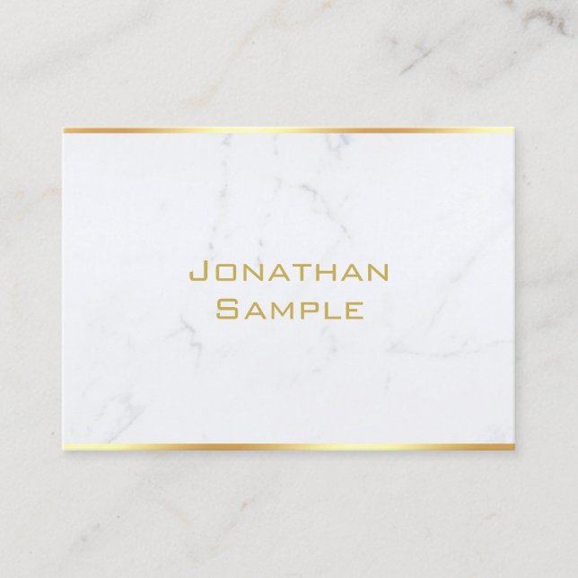 Professionell Elegant Marble Guld Text Template To Visitkort (Framsida)