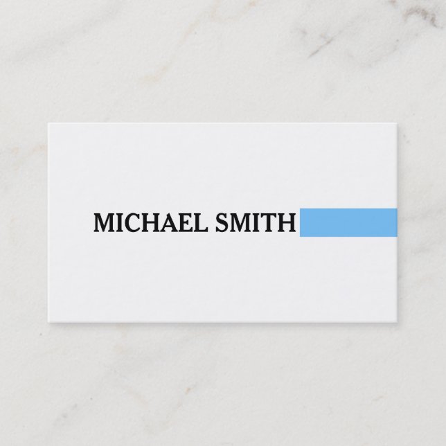 Professionell Elegant Maya Blue Modern Plain White Visitkort (Framsida)